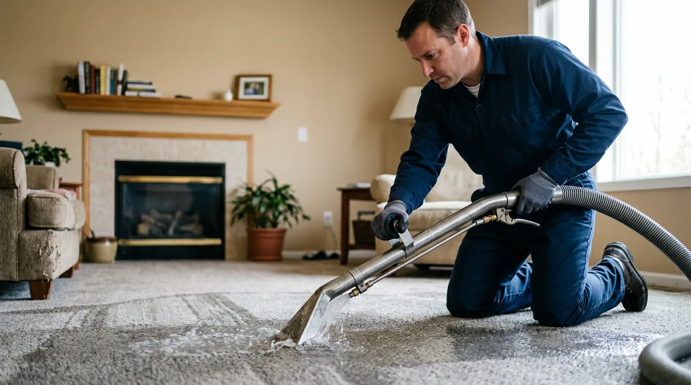 Water damage restoration technician working near State University, AR